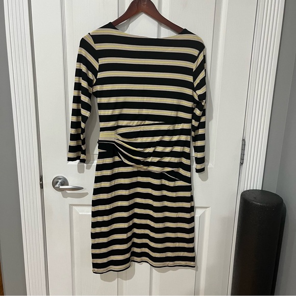 Larry Levine dress 3/4 sleeve striped black and cream size small - Picture 7 of 10